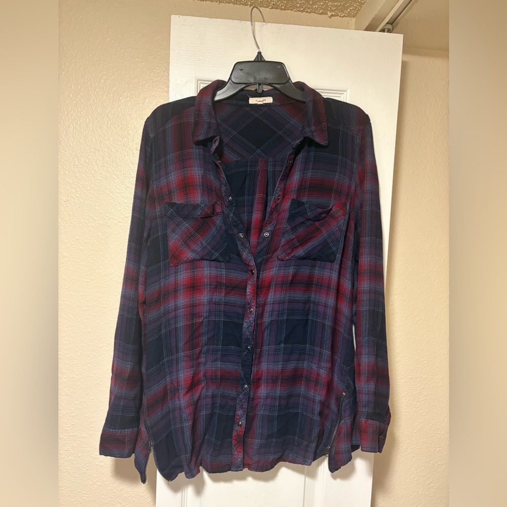 Maurices Red and Blue Plaid Top